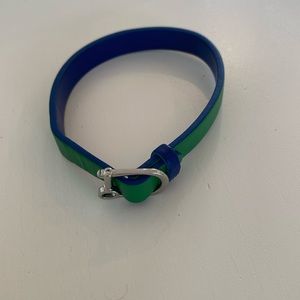 Keep collective reversible Kelly green and royal blue leather bracelet